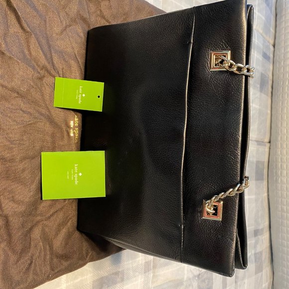 Kate Spade Black Tote with Gold Chain Strap. - Picture 2 of 4